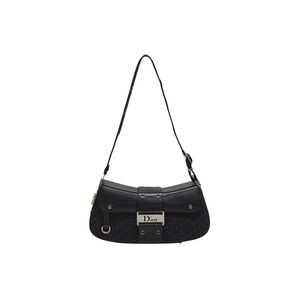 Christian Dior Street Chic One Shoulder Hobo Bag Black Leather Canvas
